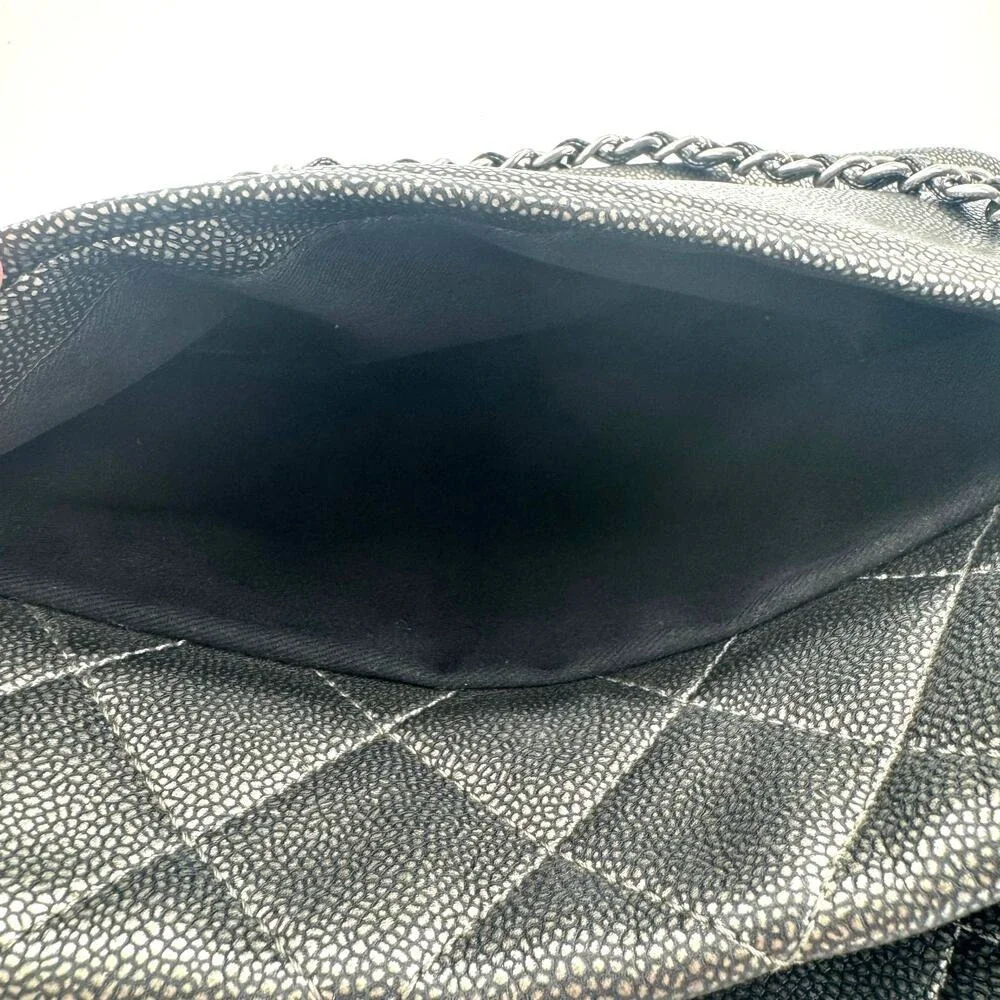 Chanel Metallic Silver Gray Grey Quilted Caviar Timeless Tote SHW Series 14